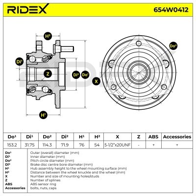 Radlager RIDEX 654W0412 654W0412 - foto 7