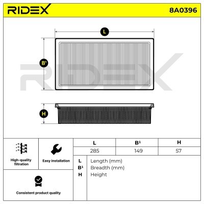 Luftfilter RIDEX 8A0396 8A0396 - foto 6