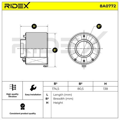 Luftfilter RIDEX 8A0772 8A0772 - foto 7