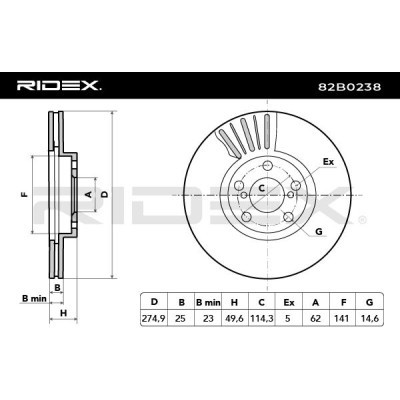 Bremsscheibe RIDEX 82B0238 82B0238 - foto 4