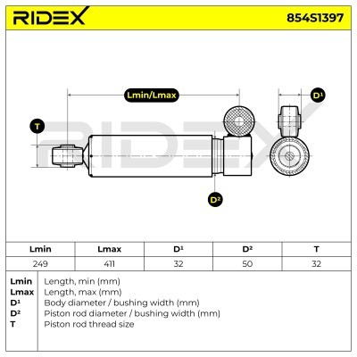 Stoßdämpfer RIDEX 854S1397 854S1397 - foto 8