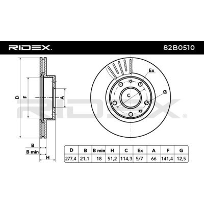 Bremsscheibe RIDEX 82B0510 82B0510 - foto 6