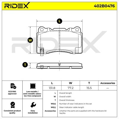 Bremsbeläge Satz RIDEX 402B0476 402B0476 - foto 7