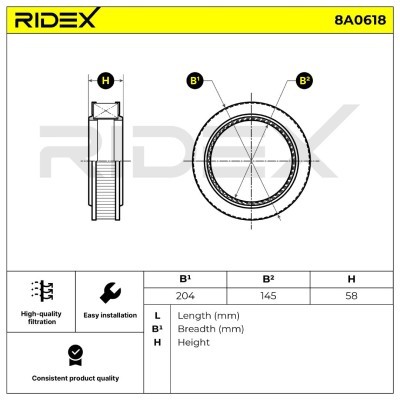 Luftfilter RIDEX 8A0618 8A0618 - foto 6
