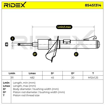 Stoßdämpfer RIDEX 854S1314 854S1314 - foto 7