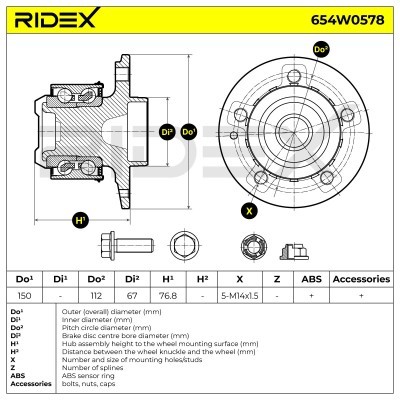 Radlager RIDEX 654W0578 654W0578 - foto 6