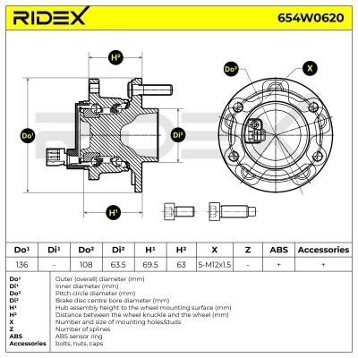 Radlager RIDEX 654W0620 654W0620 - foto 6