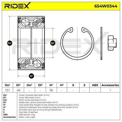 Radlager RIDEX 654W0344 654W0344 - foto 7