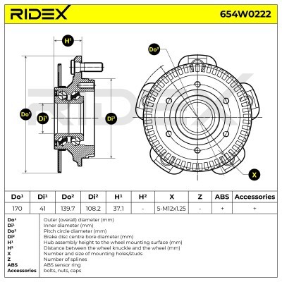 Radlager RIDEX 654W0222 654W0222 - foto 7
