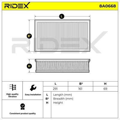 Luftfilter RIDEX 8A0668 8A0668 - foto 6