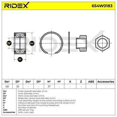Radlager RIDEX 654W0183 654W0183 - foto 6