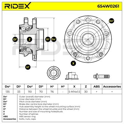Radlager RIDEX 654W0261 654W0261 - foto 5