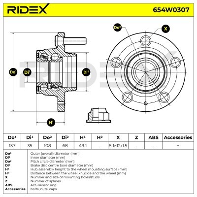 Radlager RIDEX 654W0307 654W0307 - foto 5