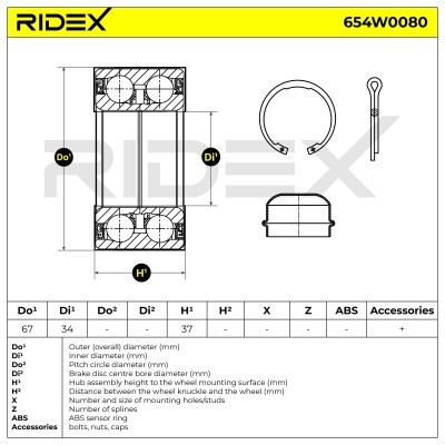 Radlager RIDEX 654W0080 654W0080 - foto 2