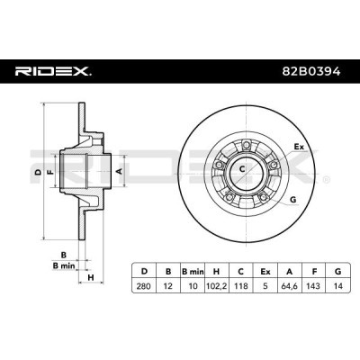 Bremsscheibe RIDEX 82B0394 82B0394 - foto 5