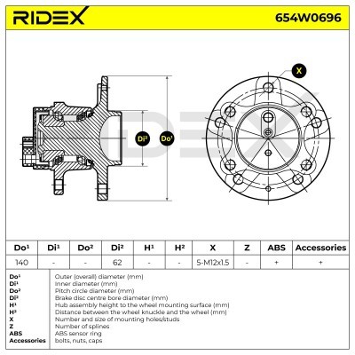 Radlagersatz RIDEX 654W0696 654W0696 - foto 6