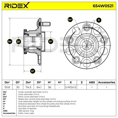 Radlager RIDEX 654W0521 654W0521 - foto 2