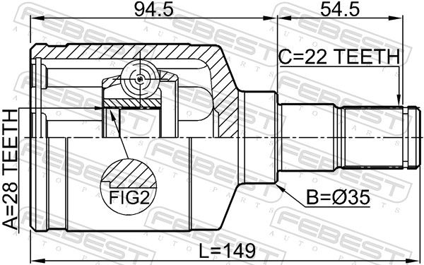 Gelenksatz, Antriebswelle FEBEST 0711-RS413LH 0711-RS413LH - foto 2