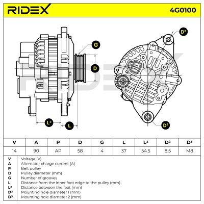 Generator RIDEX 4G0100 4G0100 - foto 7