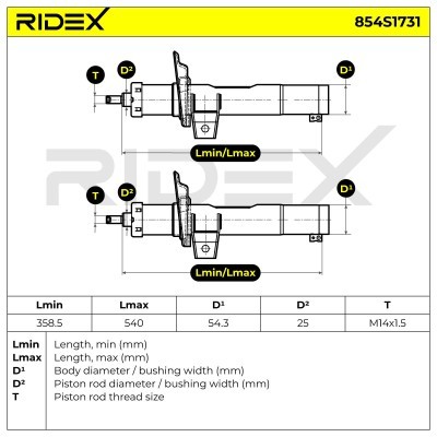 Stoßdämpfer RIDEX 854S1731 854S1731 - foto 10