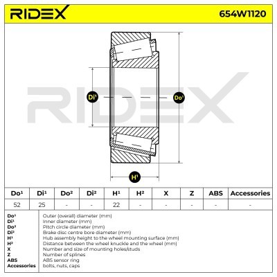 Radlager RIDEX 654W1120 654W1120 - foto 5