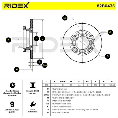 Bremsscheibe RIDEX 82B0435 82B0435 - foto 4