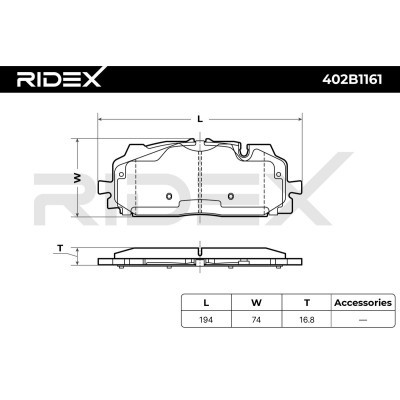 Bremsbeläge Satz RIDEX 402B1161 402B1161 - foto 6