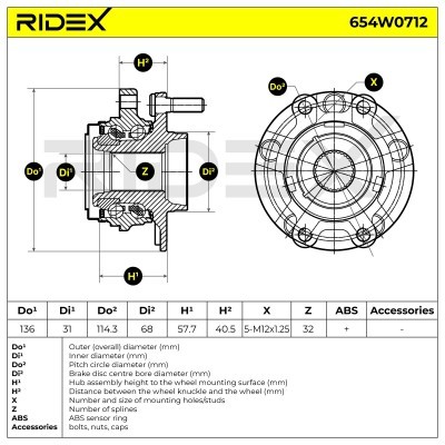 Radlager RIDEX 654W0712 654W0712 - foto 5