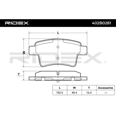 Bremsbeläge Satz RIDEX 402B0281 402B0281 - foto 3