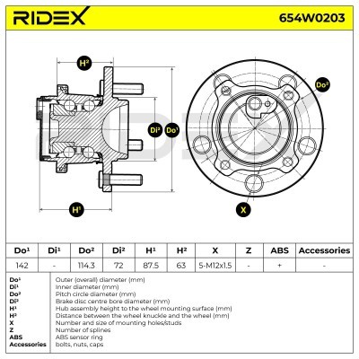 Radlager RIDEX 654W0203 654W0203 - foto 7