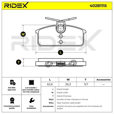 Bremsbeläge Satz RIDEX 402B1115 402B1115 - foto 6