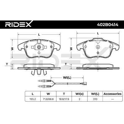 Bremsbeläge Satz RIDEX 402B0414 402B0414 - foto 10