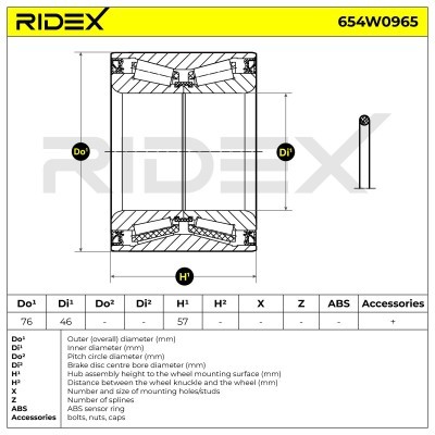 Radlager RIDEX 654W0965 654W0965 - foto 5
