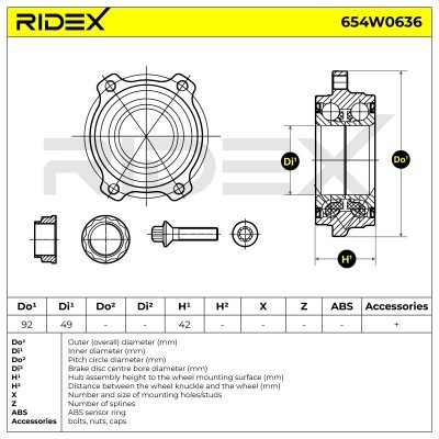 Radlager RIDEX 654W0636 654W0636 - foto 6