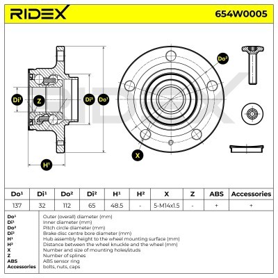 Radlager RIDEX 654W0005 654W0005 - foto 6