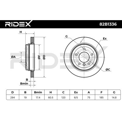Bremsscheibe RIDEX 82B1336 82B1336 - foto 6