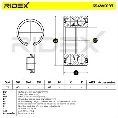 Radlager RIDEX 654W0197 654W0197 - foto 7