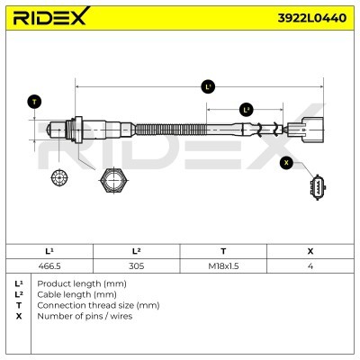 Lambdasonde RIDEX 3922L0440 3922L0440 - foto 7