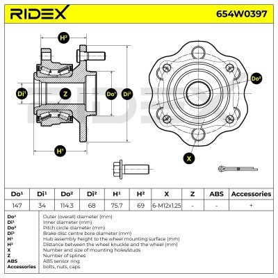 Radlager RIDEX 654W0397 654W0397 - foto 2
