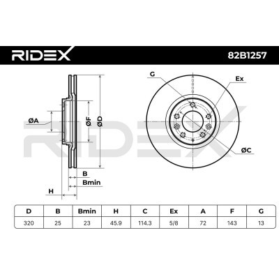 Bremsscheibe RIDEX 82B1257 82B1257 - foto 8