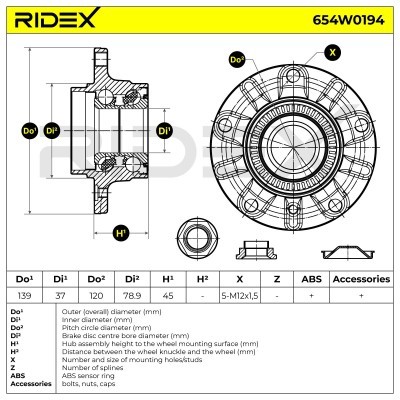 Radlager RIDEX 654W0194 654W0194 - foto 7