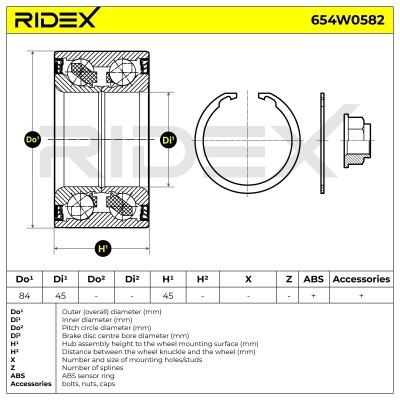Radlager RIDEX 654W0582 654W0582 - foto 7