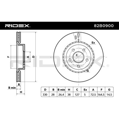 Bremsscheibe RIDEX 82B0900 82B0900 - foto 6