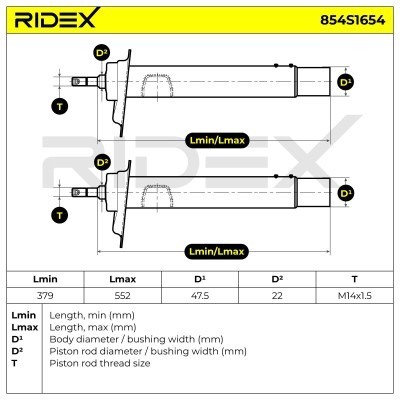 Stoßdämpfer RIDEX 854S1654 854S1654 - foto 3