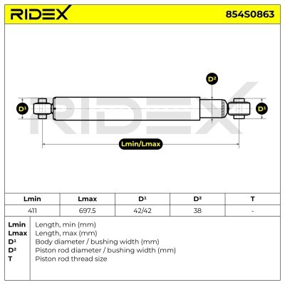 Stoßdämpfer RIDEX 854S0863 854S0863 - foto 8