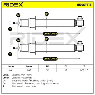 Stoßdämpfer RIDEX 854S1715 854S1715 - foto 8