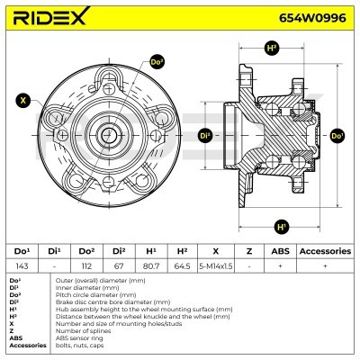 Radlager RIDEX 654W0996 654W0996 - foto 6