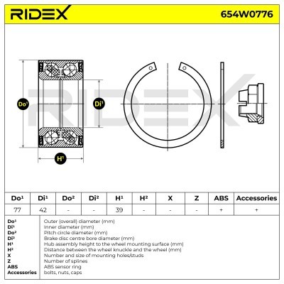 Radlager RIDEX 654W0776 654W0776 - foto 5