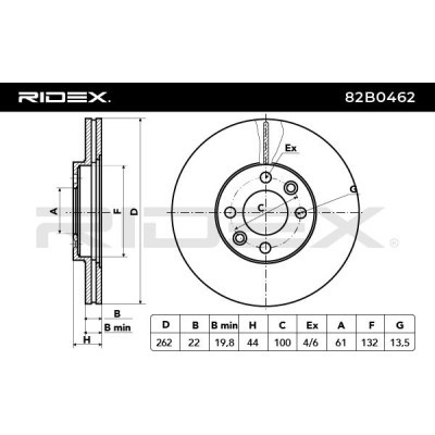 Bremsscheibe RIDEX 82B0462 82B0462 - foto 5