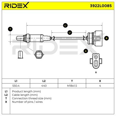 Lambdasonde RIDEX 3922L0085 3922L0085 - foto 6